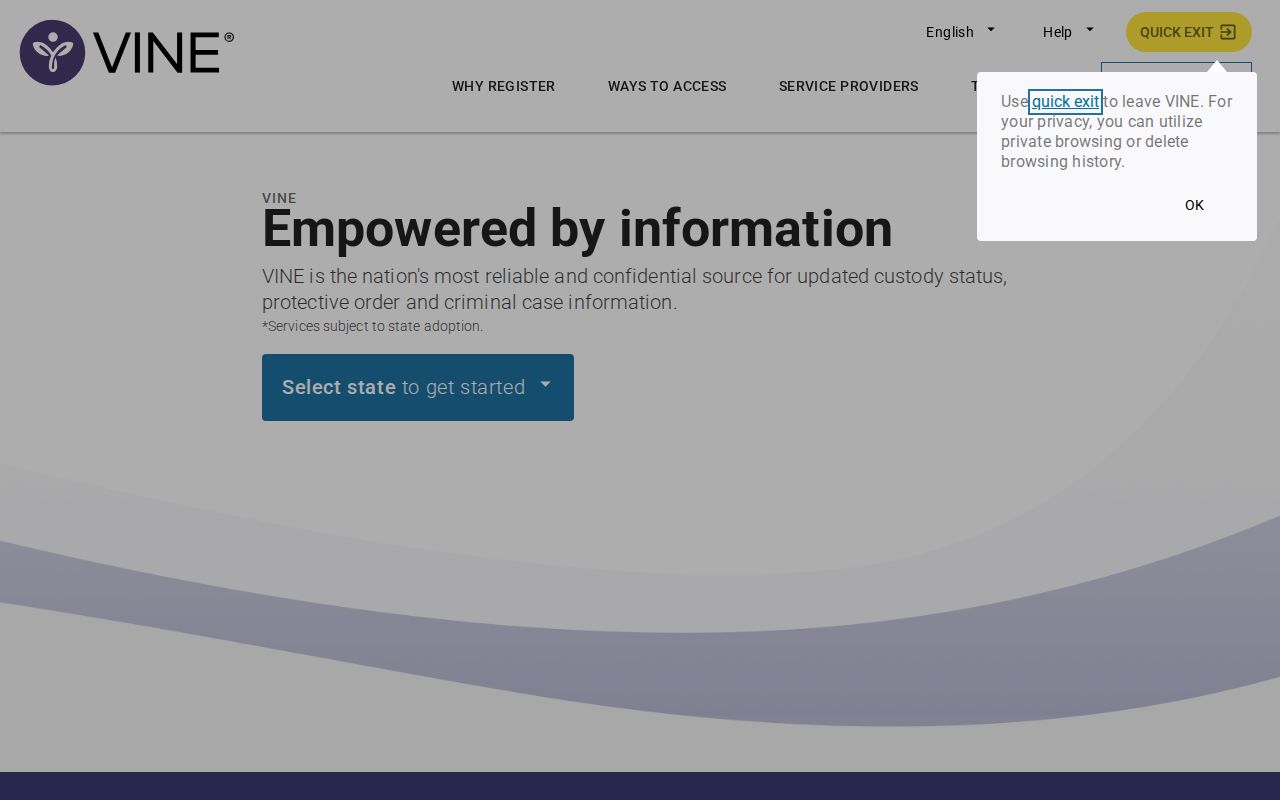 Washtenaw County VINELink release check on the MI-VINE person search