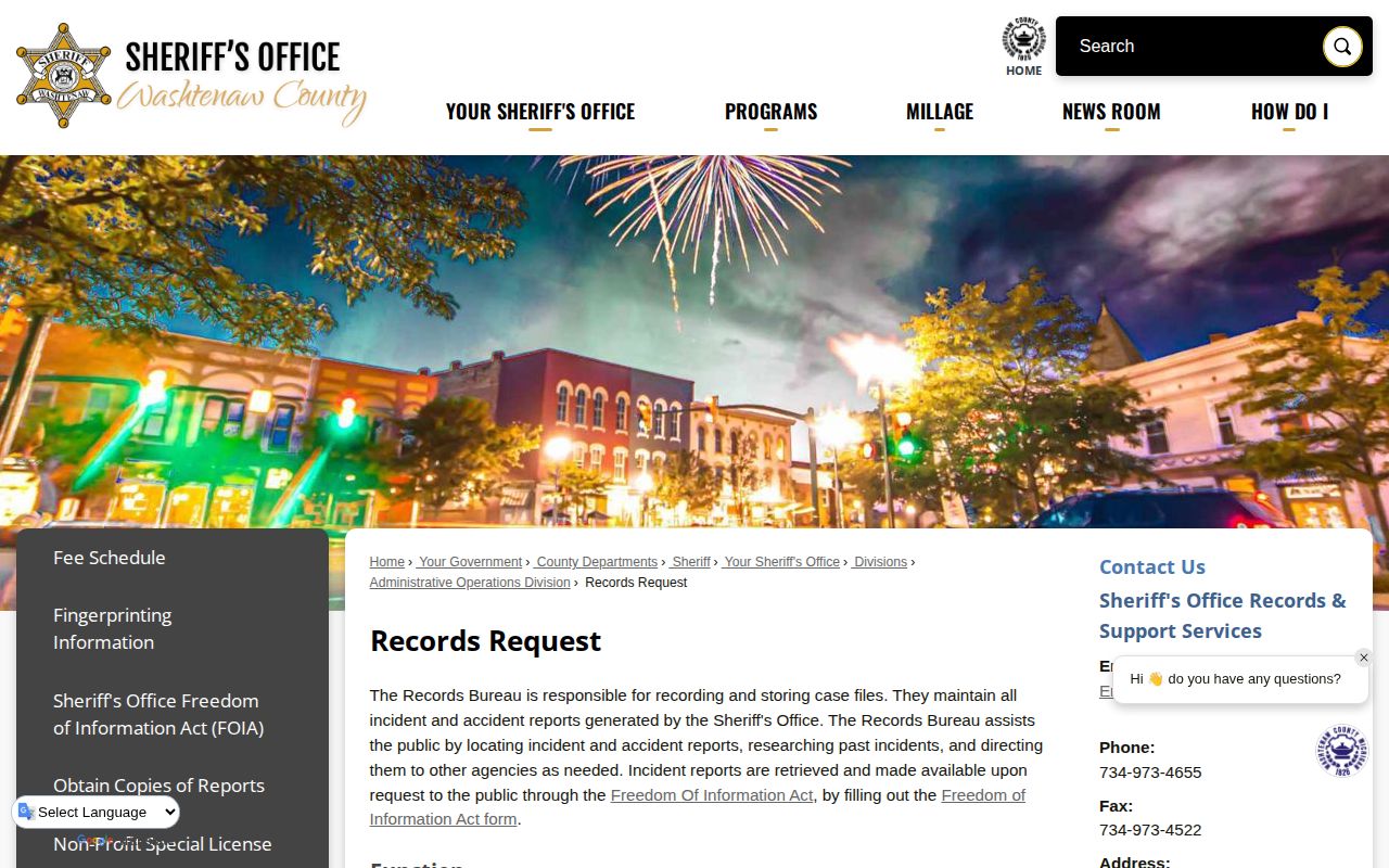 Washtenaw County released inmate records request route